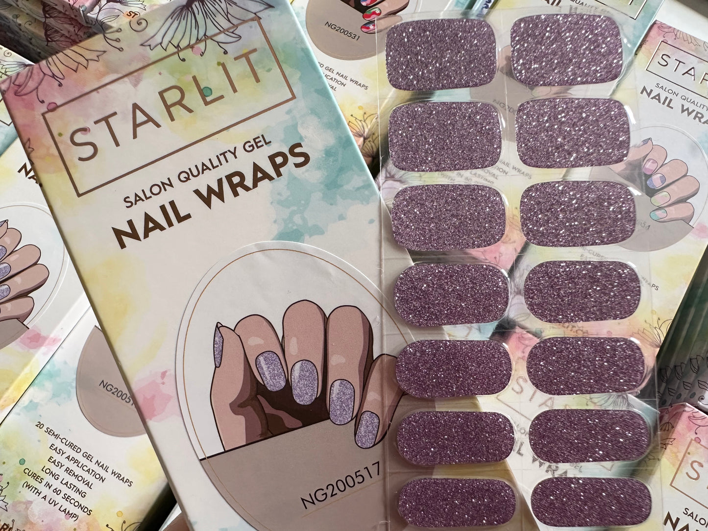 Glitterally Lavender Semi-Cured Gel Nail Wrap