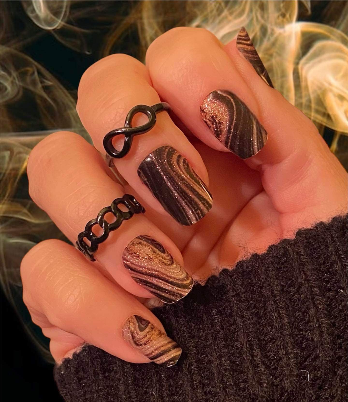 Gold Obsidian Semi-Cured Gel Nail Wrap