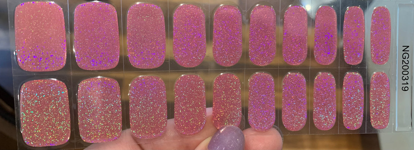 Dazzling Rose Holographic Semi-Cured Gel Nail Wrap
