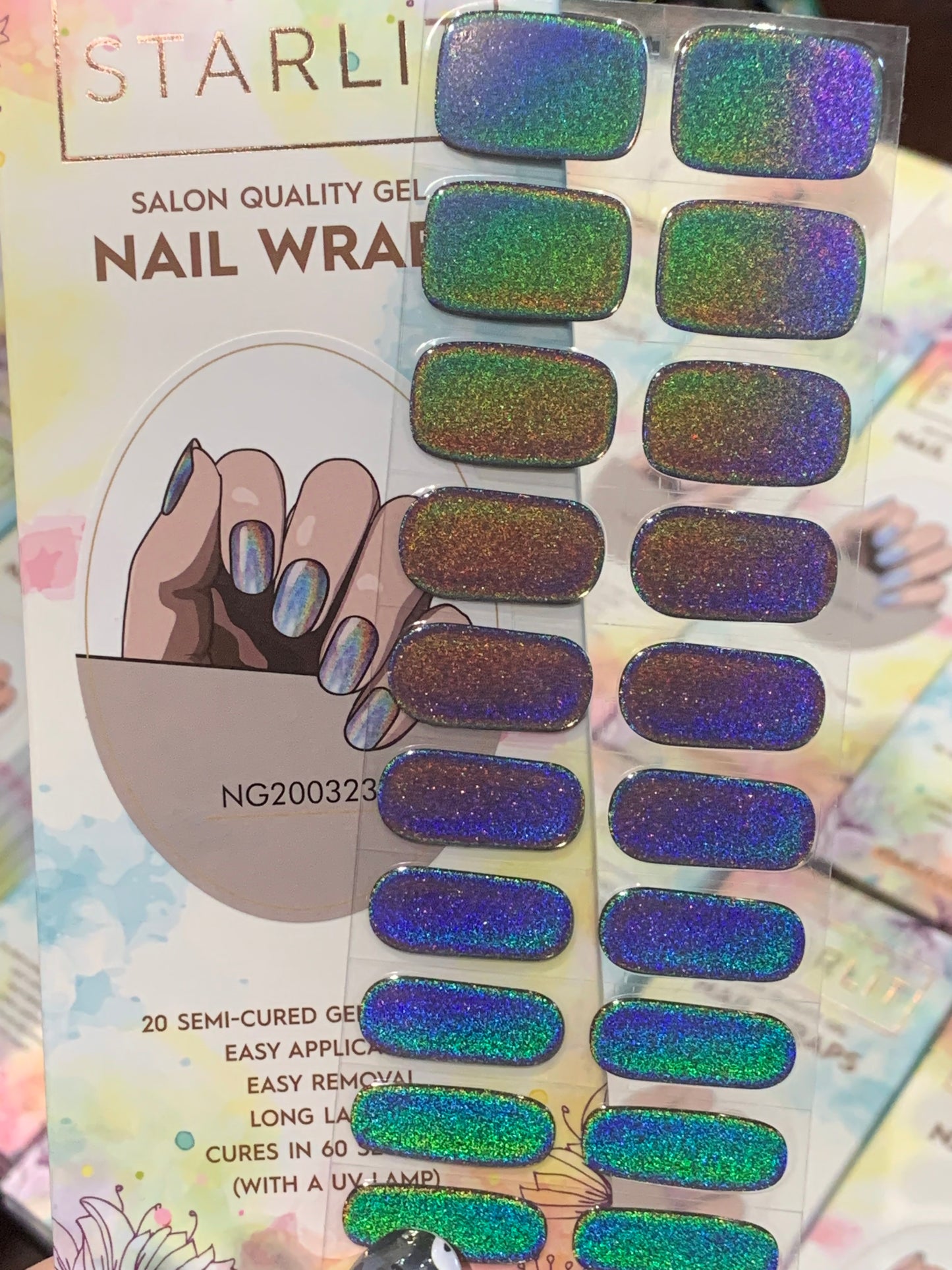 Dazzling Oilslick Holographic Semi-Cured Gel Nail Wrap