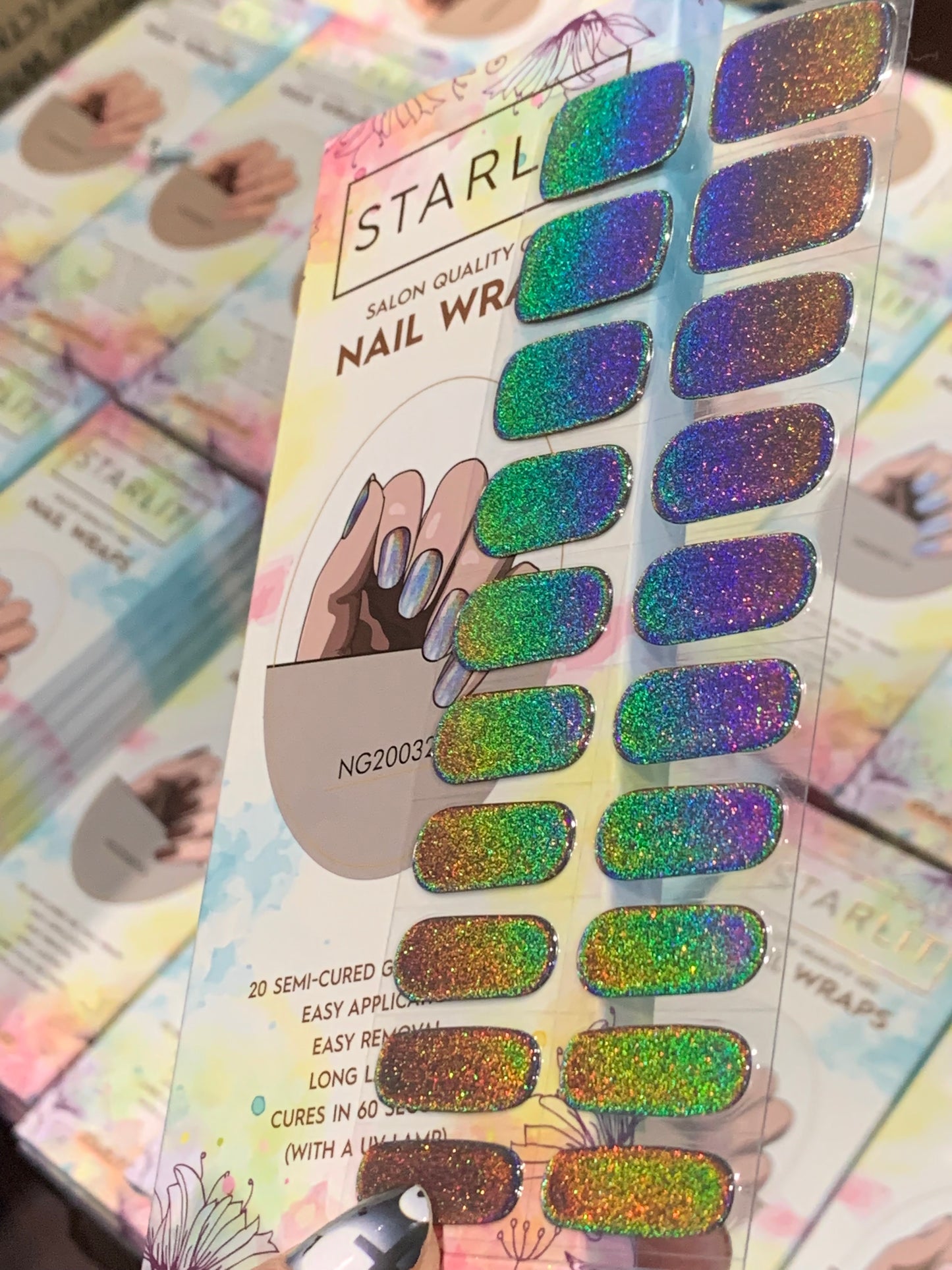 Dazzling Oilslick Holographic Semi-Cured Gel Nail Wrap