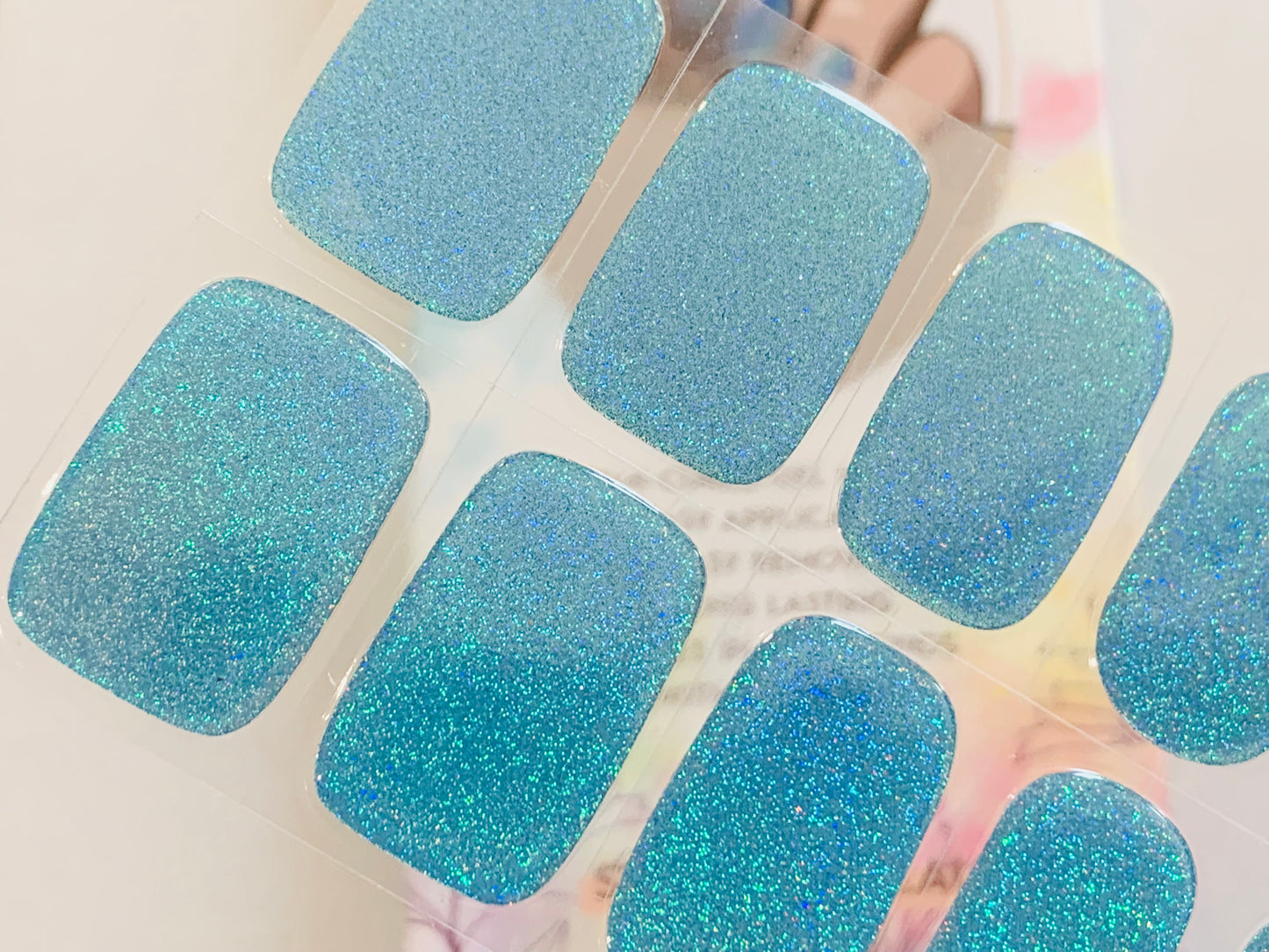 Dazzling Teal Holographic Semi-Cured Gel Nail Wrap