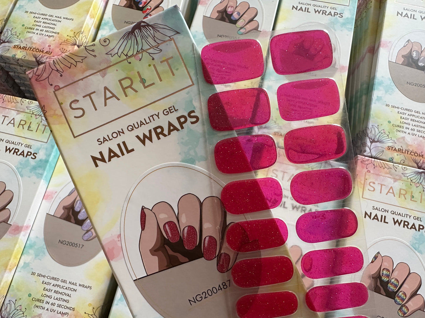 Ruby Glitz Semi-Cured Gel Nail Wrap