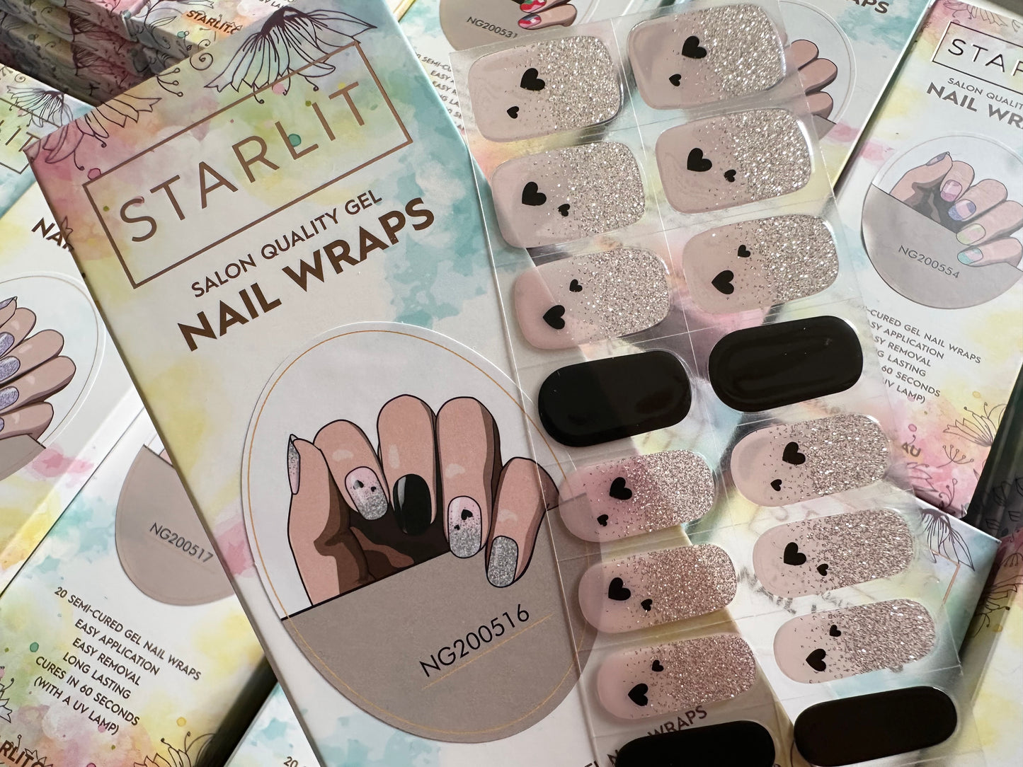 Cool Hearted Semi-Cured Gel Nail Wrap