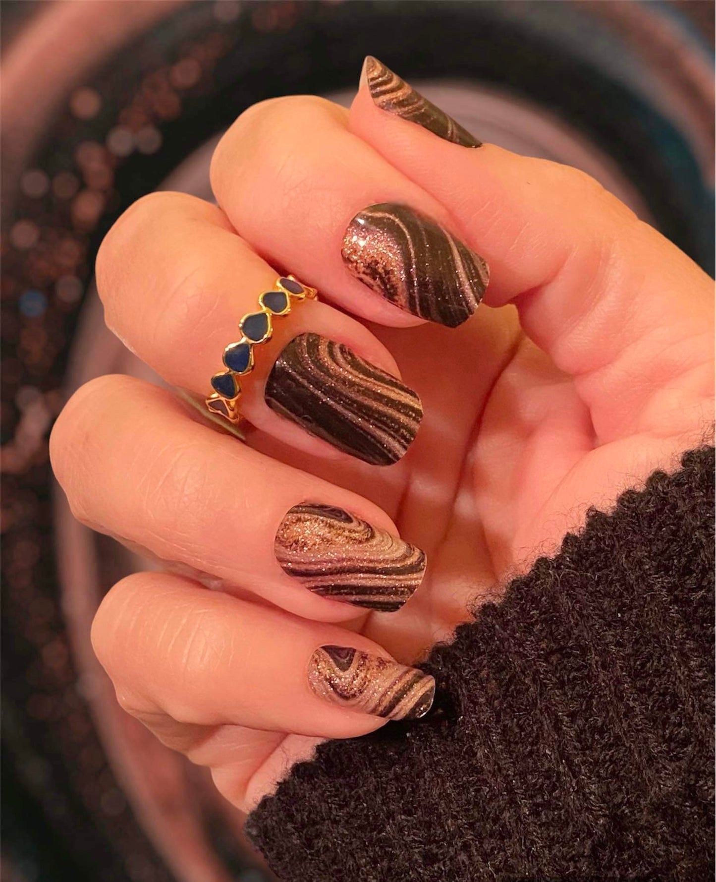 Gold Obsidian Semi-Cured Gel Nail Wrap