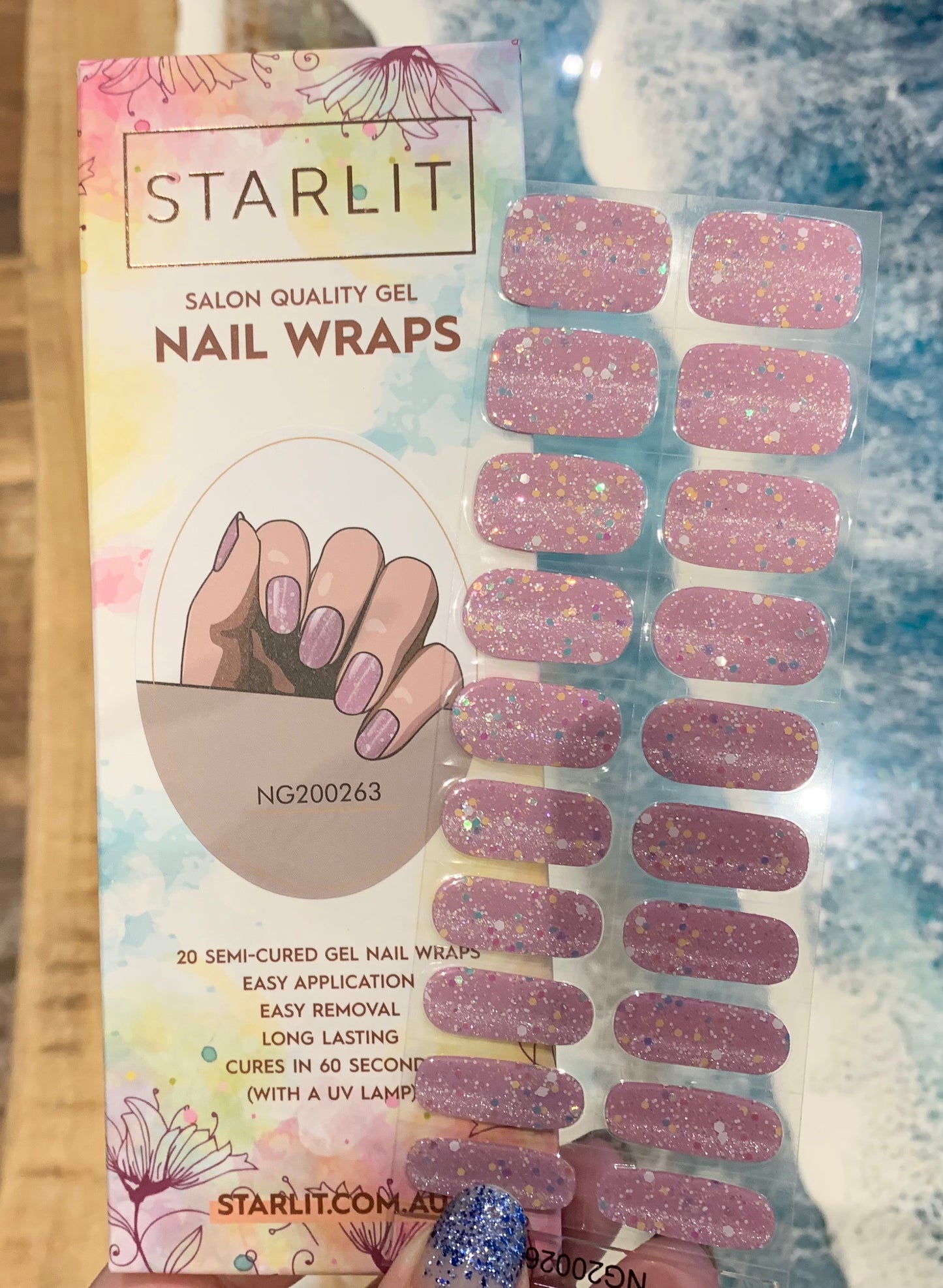 Shimmer Cascades Semi-Cured Gel Nail Wraps (Glow In The Dark)