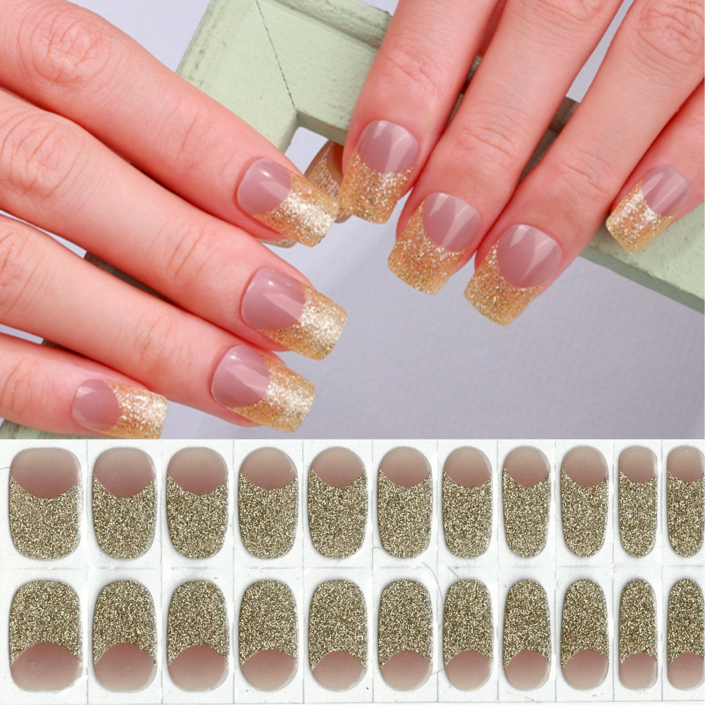 Colour Me French - Gold NO LIGHT Air Dry Gel Wraps