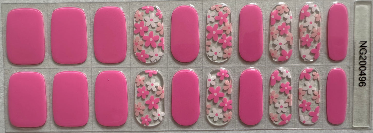 Pink Daisies Semi-Cured Gel Nail Wrap