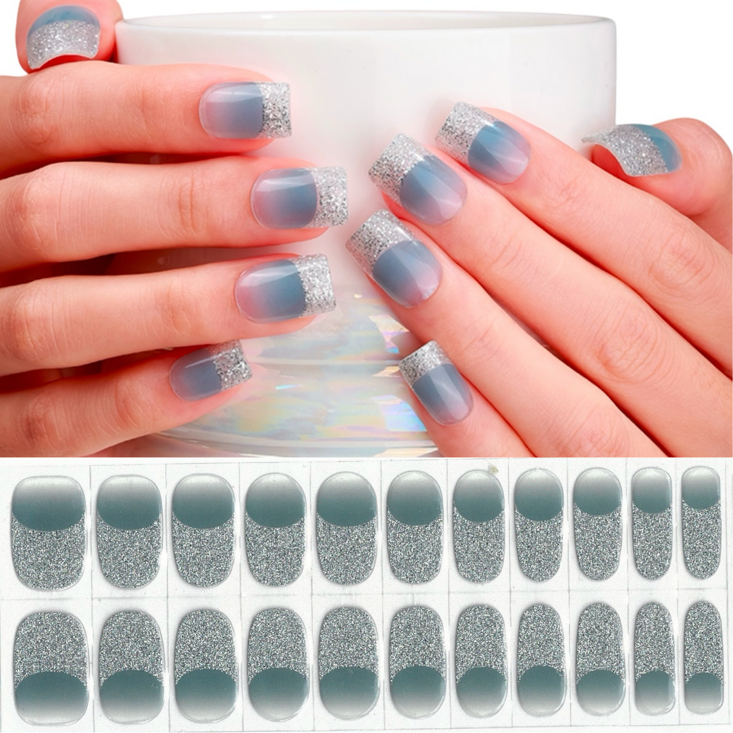 Colour Me French - Blue NO LIGHT Air Dry Gel Wraps