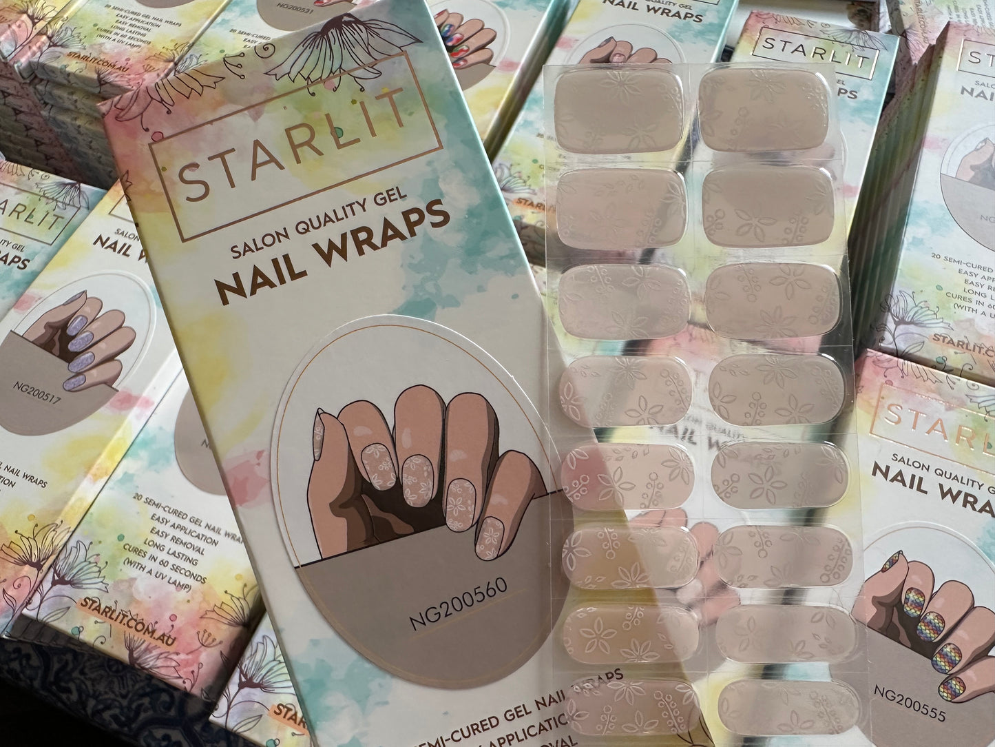 Frosty Floral Semi-Cured Gel Nail Wrap