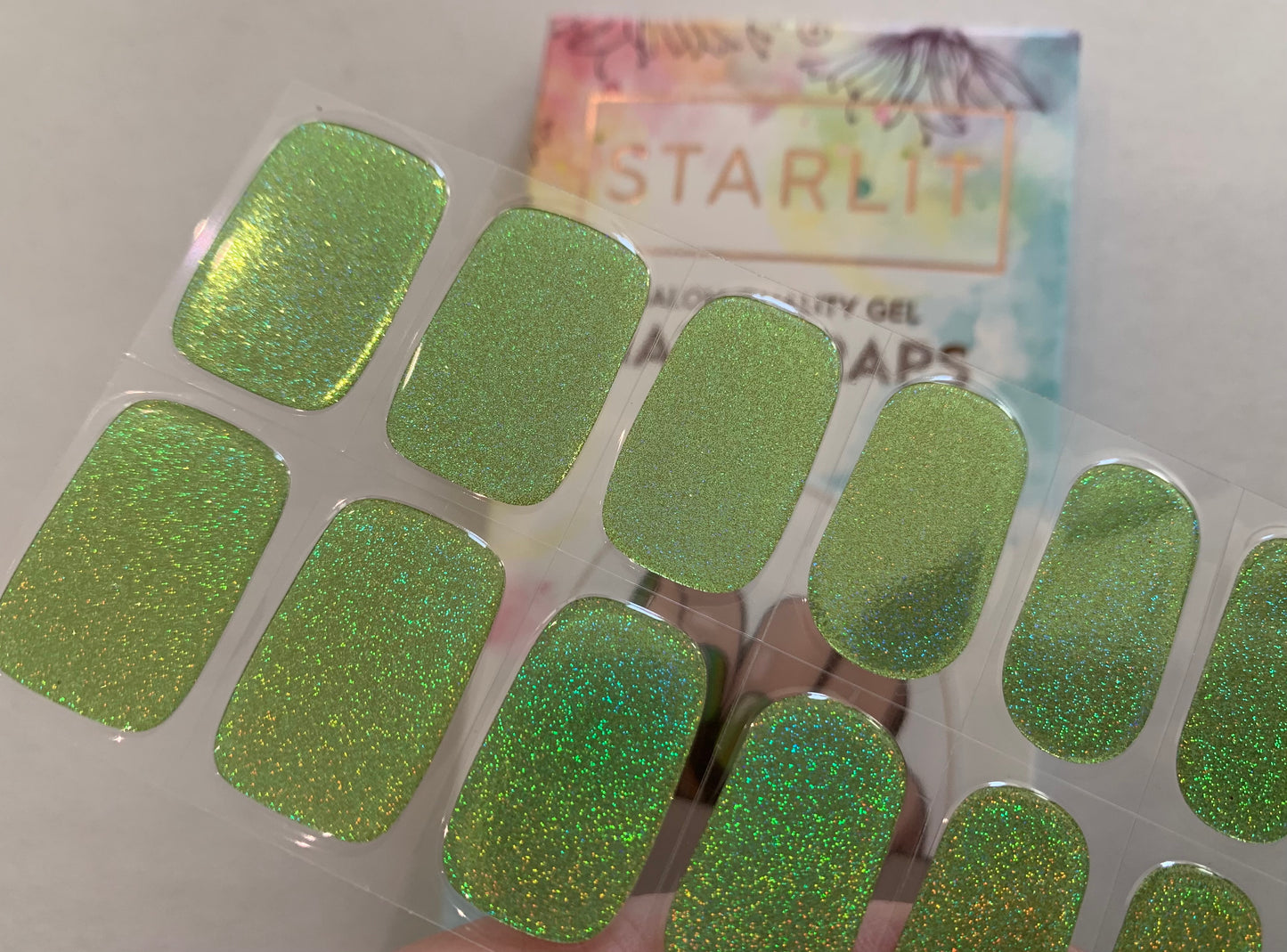 Dazzling Lime Holographic Semi-Cured Gel Nail Wrap