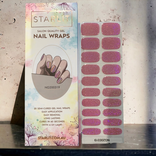 Dazzling Rose Holographic Semi-Cured Gel Nail Wrap