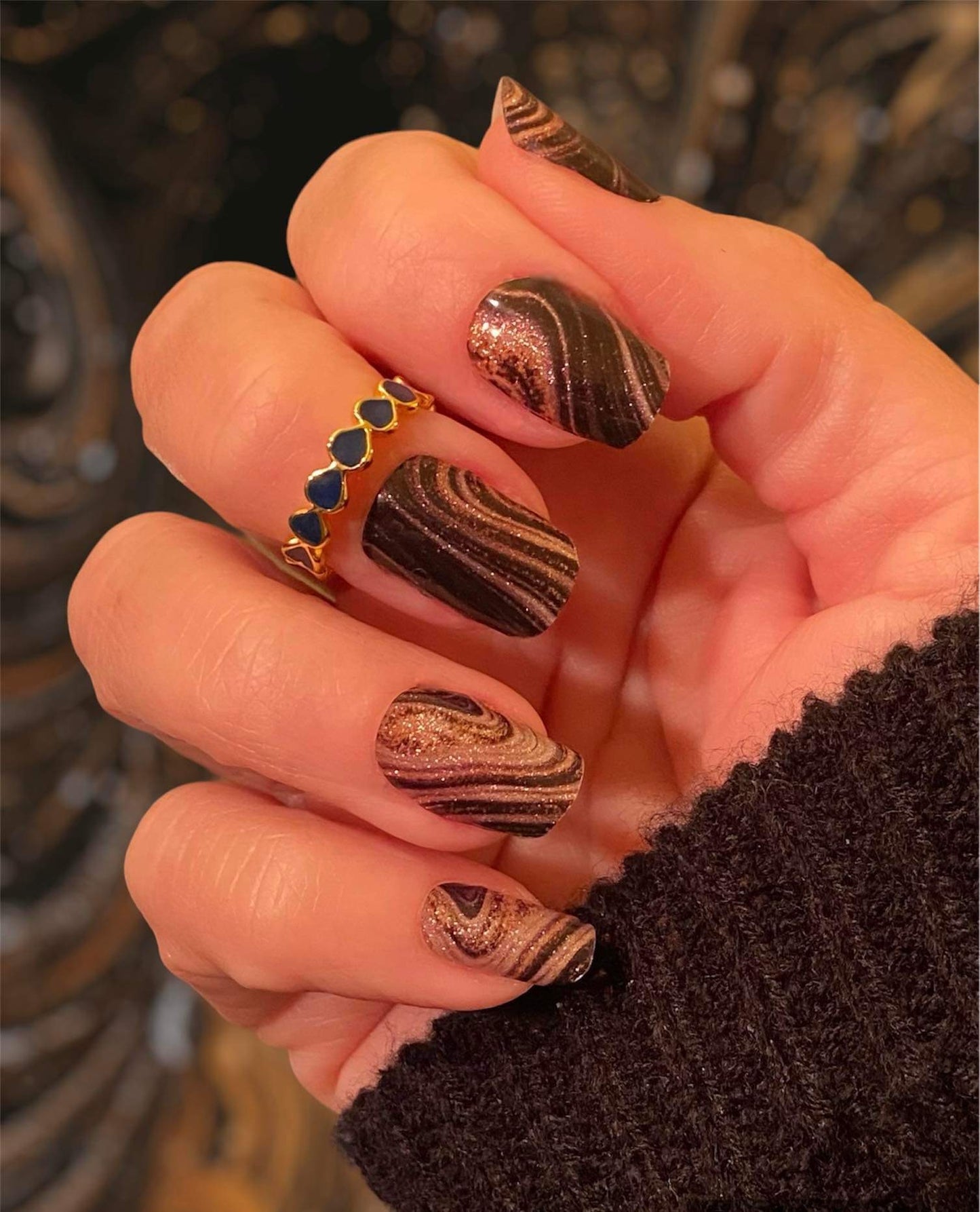 Gold Obsidian Semi-Cured Gel Nail Wrap