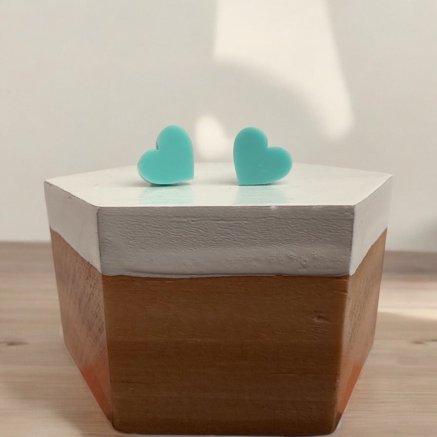 'Aqua Mini Hearts' Mini Stud Earrings