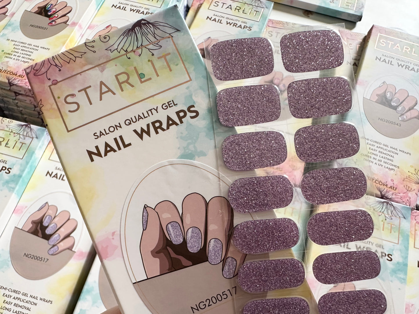 Glitterally Lavender Semi-Cured Gel Nail Wrap