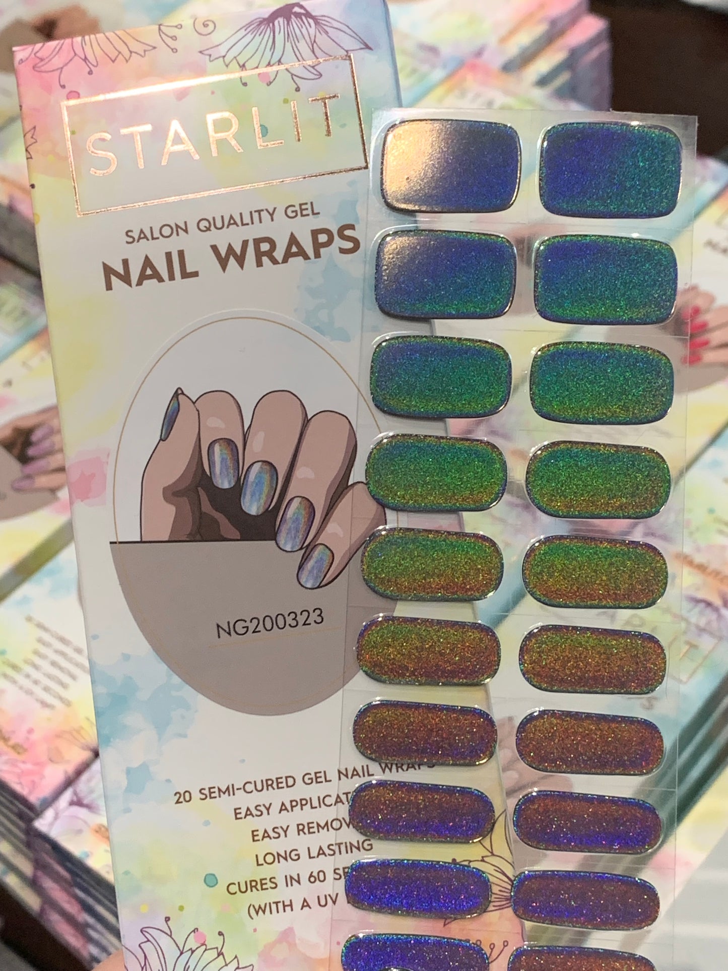 Dazzling Oilslick Holographic Semi-Cured Gel Nail Wrap