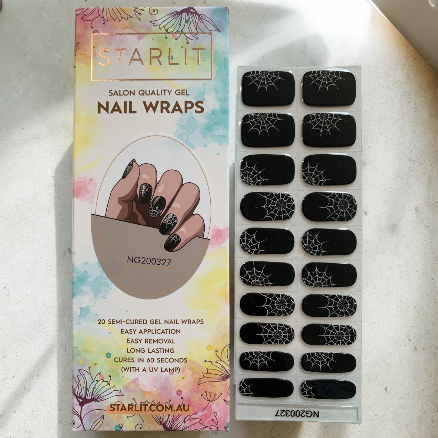 Web of Shadows Semi-Cured Gel Nail Wrap (Glow In The Dark)