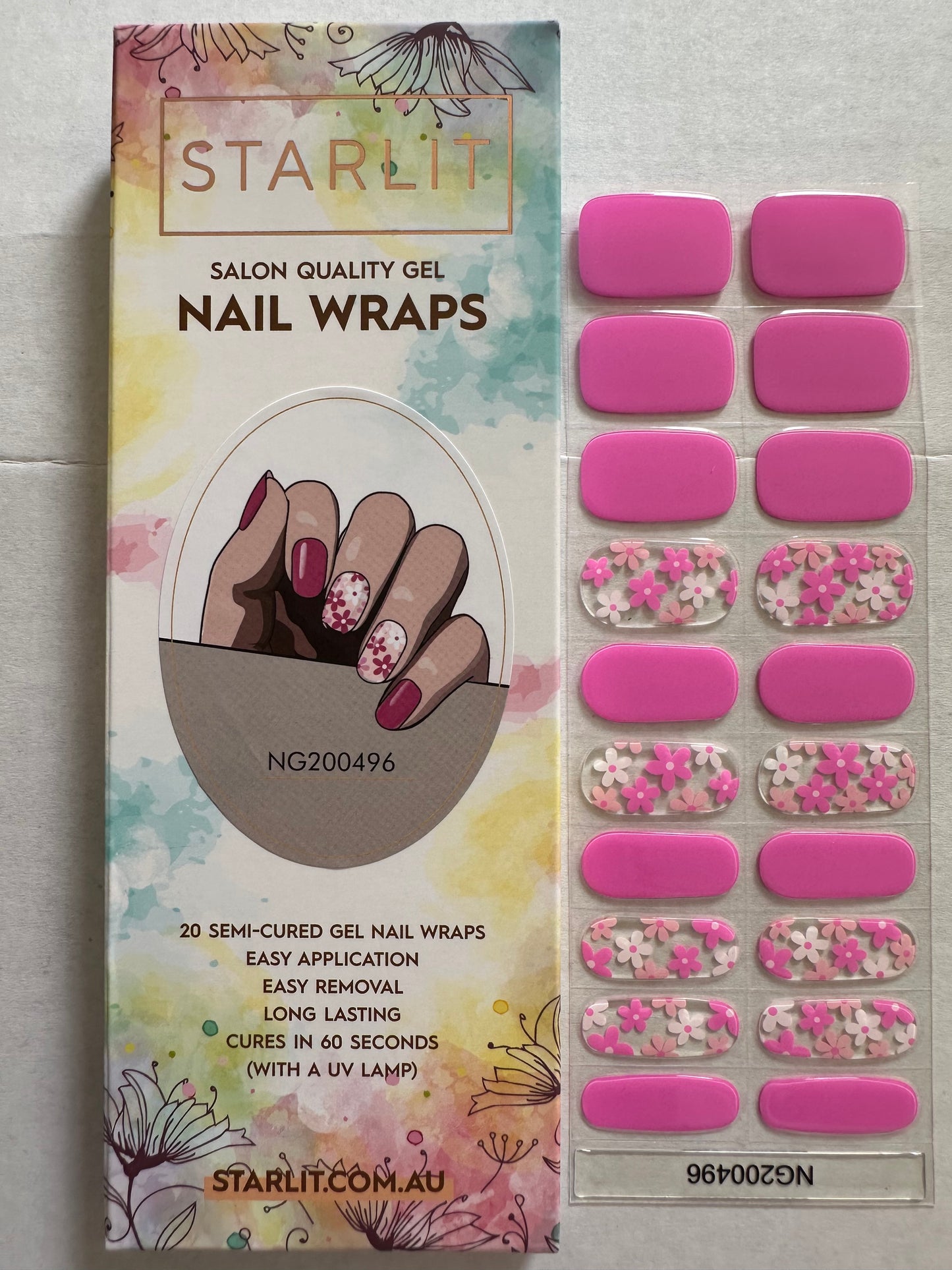 Pink Daisies Semi-Cured Gel Nail Wrap