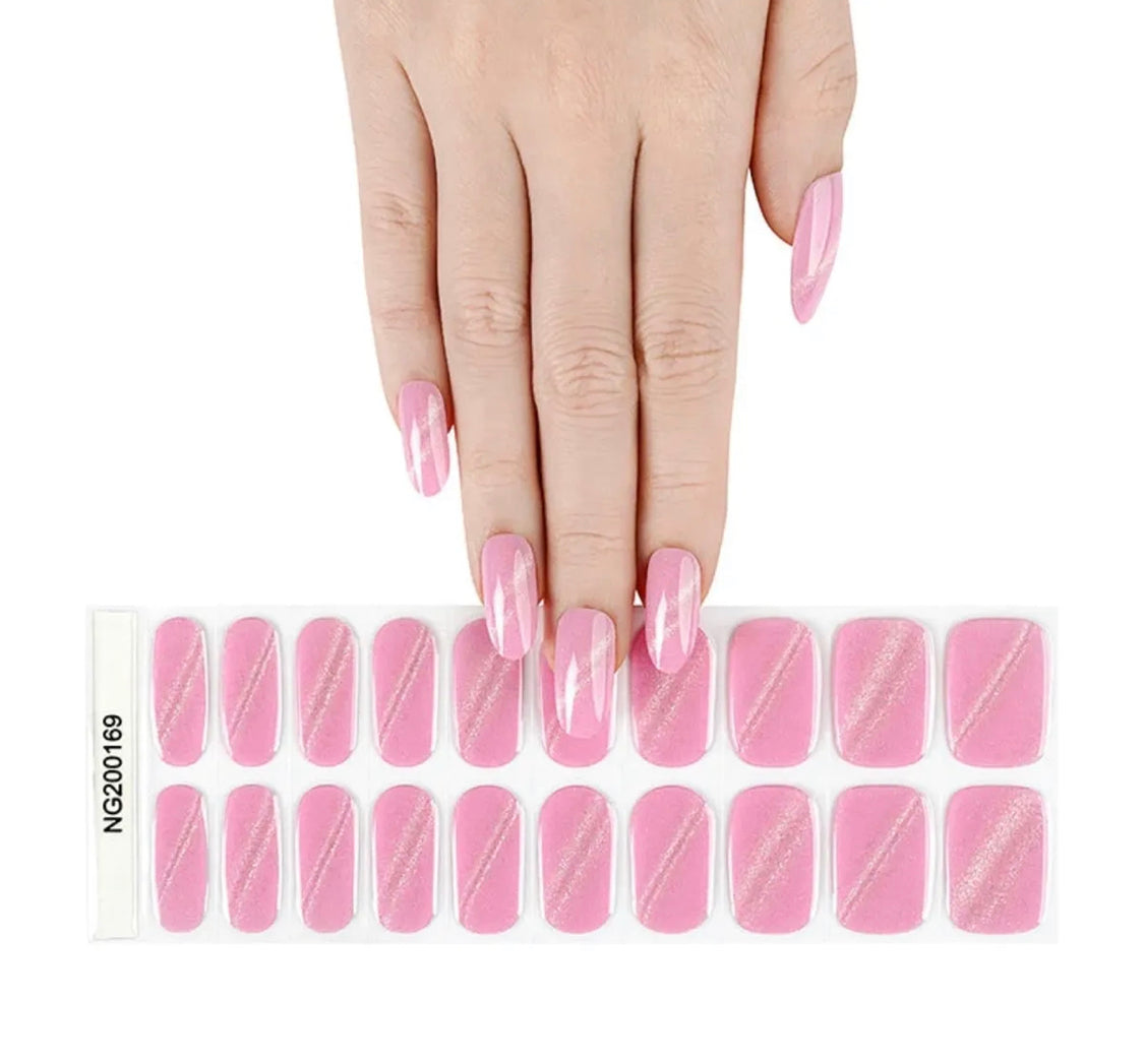 Pink Cat Eye Semi-Cured Gel Nail Wraps