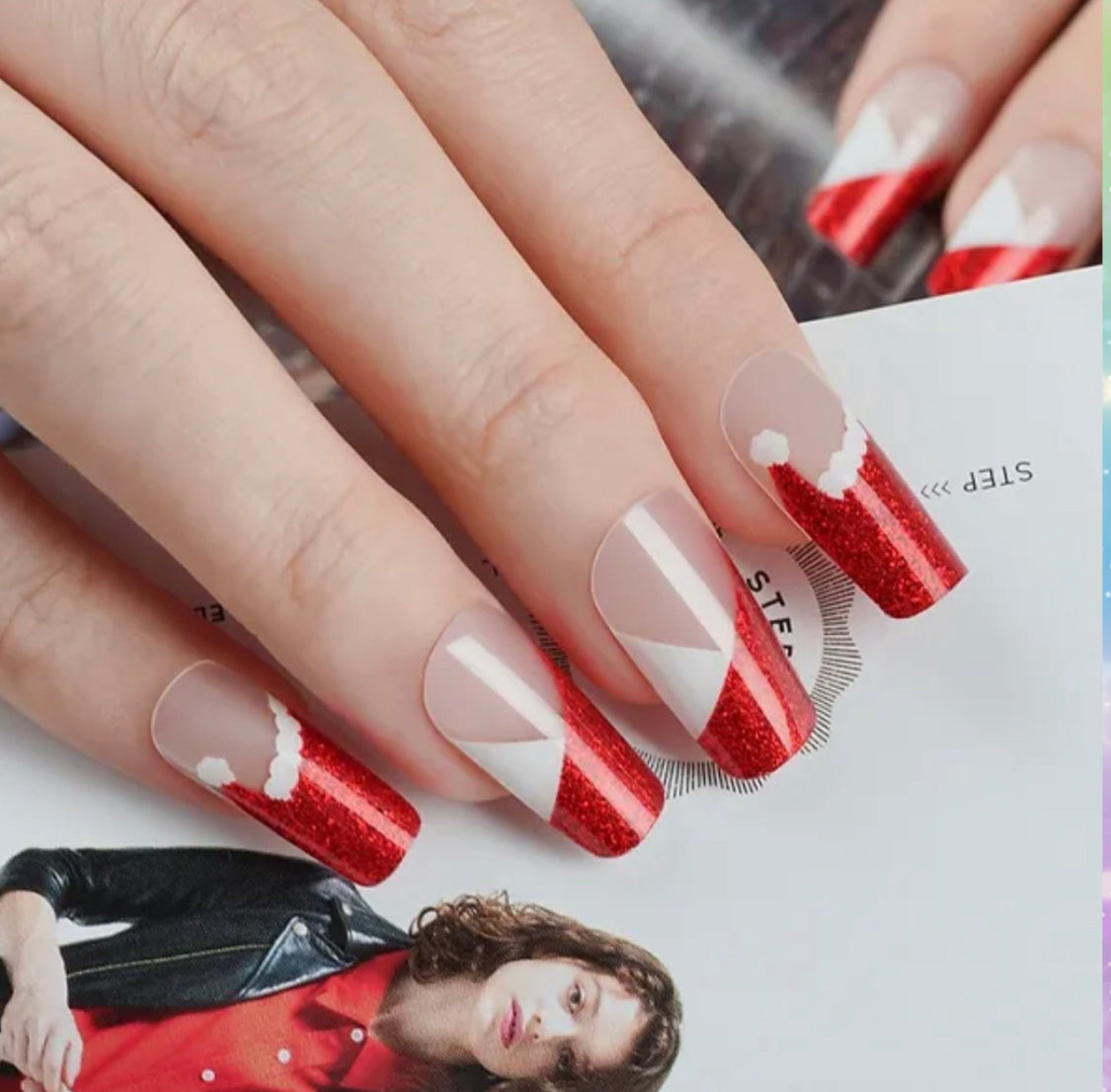 Santa Baby French Tip Semi-Cured Gel Nail Wrap