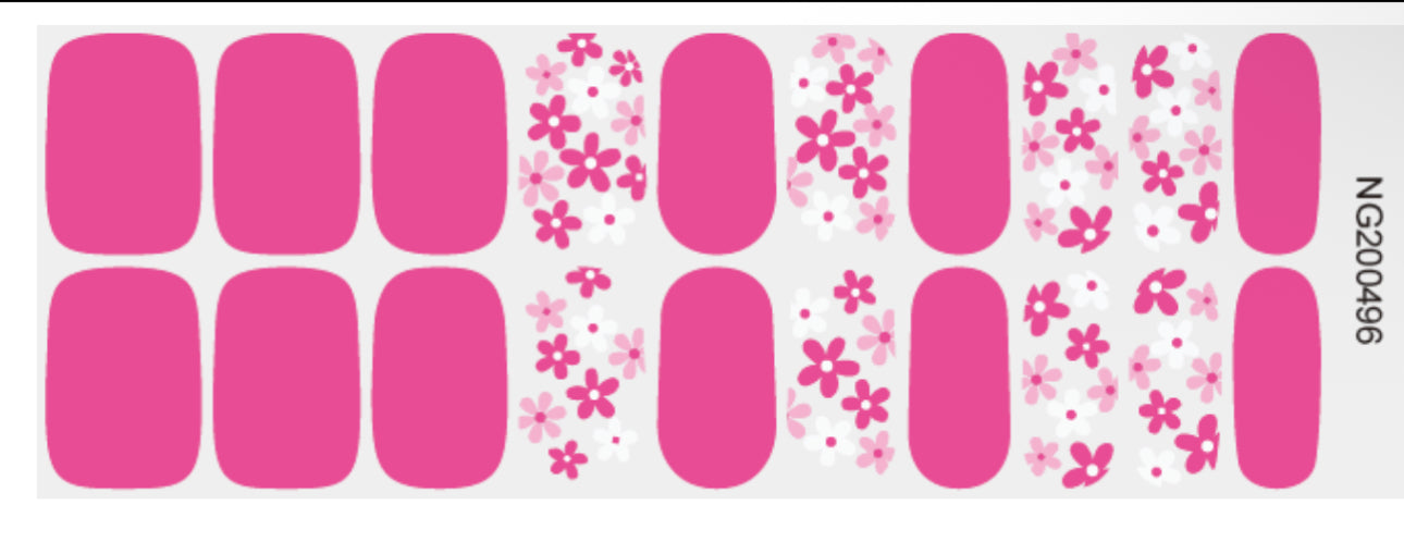 Pink Daisies Semi-Cured Gel Nail Wrap