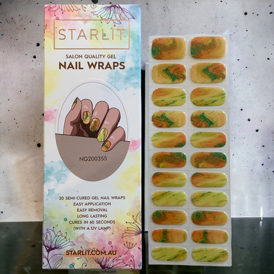 Amber Elegance Semi-Cured Gel Nail Wraps