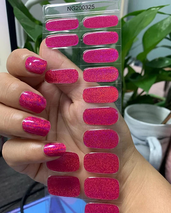 Dazzling Rouge Holographic Semi-Cured Gel Nail Wrap