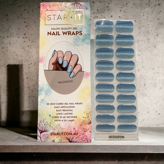 Heavenly Blue Cat Eye Semi-Cured Gel Nail Wraps