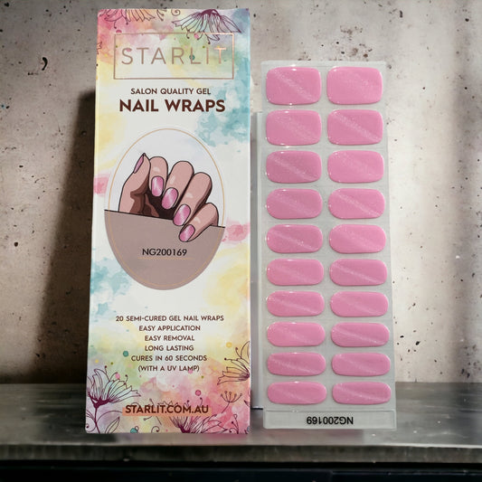 Pink Cat Eye Semi-Cured Gel Nail Wraps