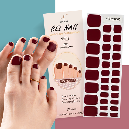 Black Cherry Merlot Semi-Cured Gel Pedicure Wrap