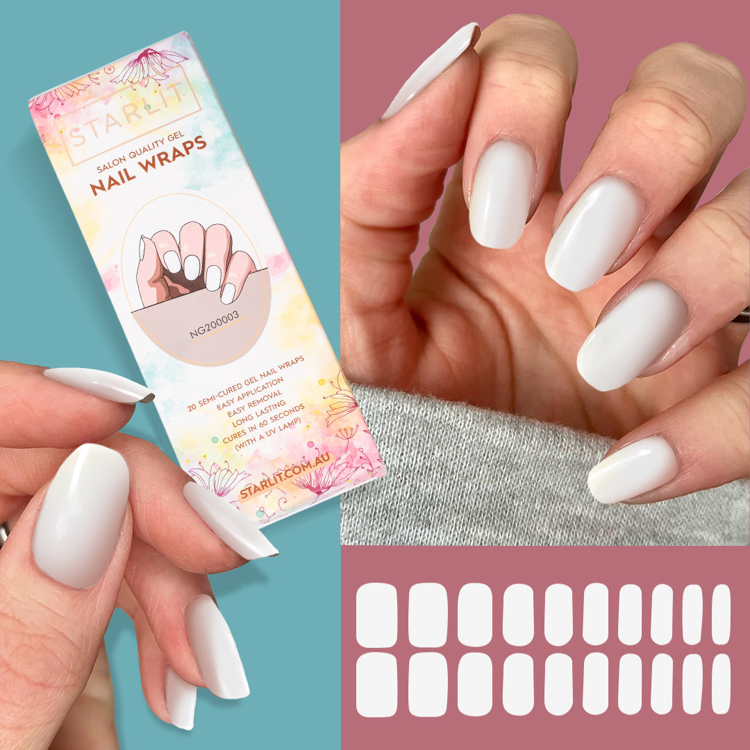 Pure White Semi-Cured Gel Nail Wrap
