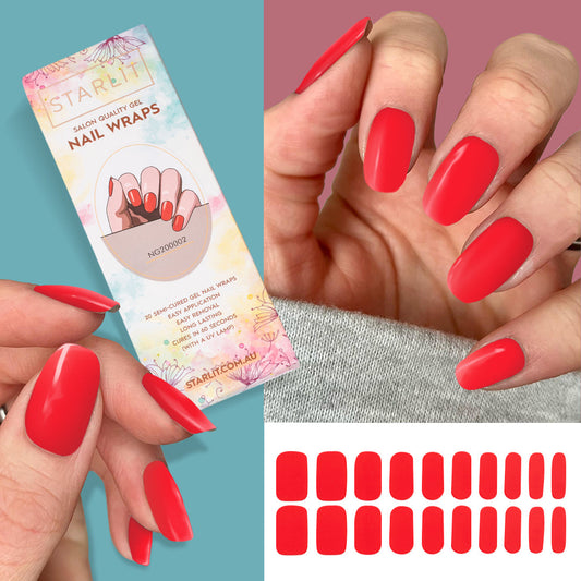 Cherry Red Semi-Cured Gel Nail Wrap