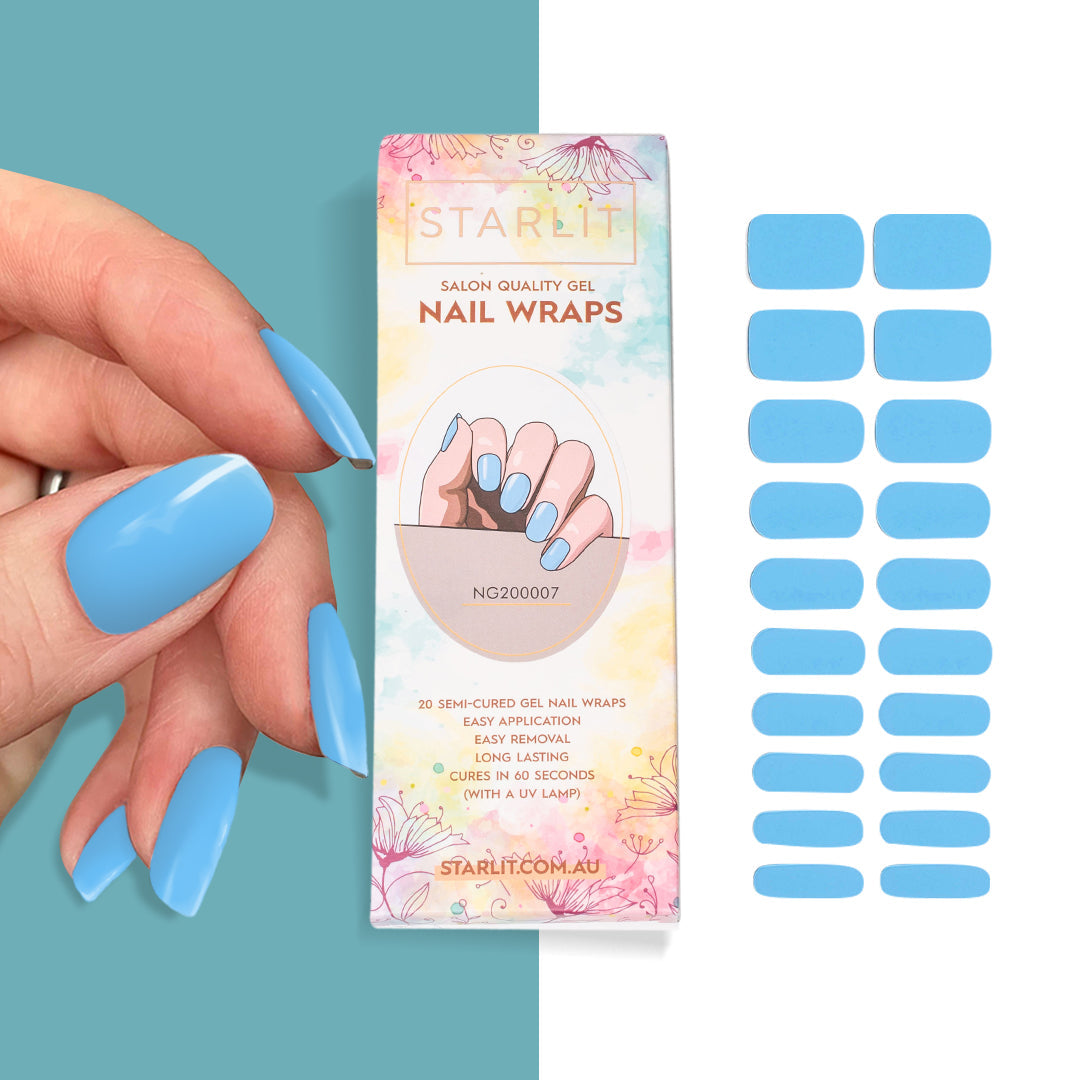 Sky Blue Semi-Cured Gel Nail Wrap