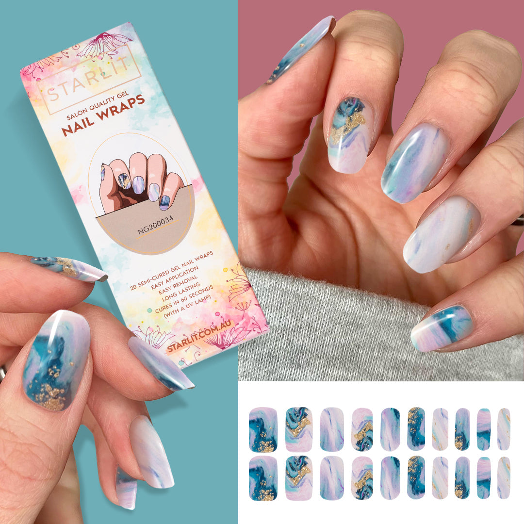 Ocean Marble Semi-Cured Gel Nail Wrap
