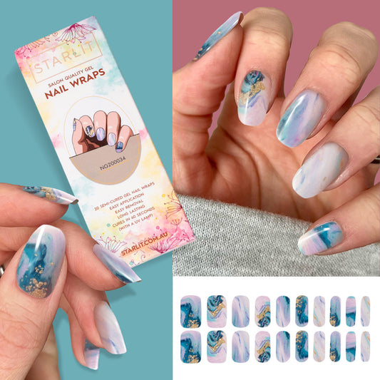Ocean Marble Semi-Cured Gel Nail Wrap