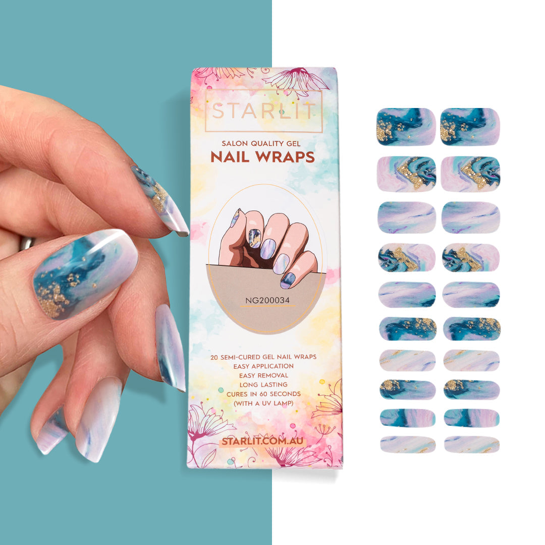 Ocean Marble Semi-Cured Gel Nail Wrap