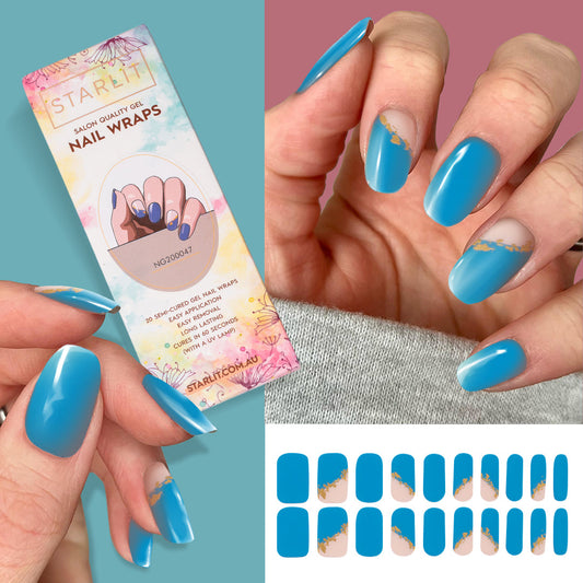 Blue Geode Semi-Cured Gel Nail Wrap