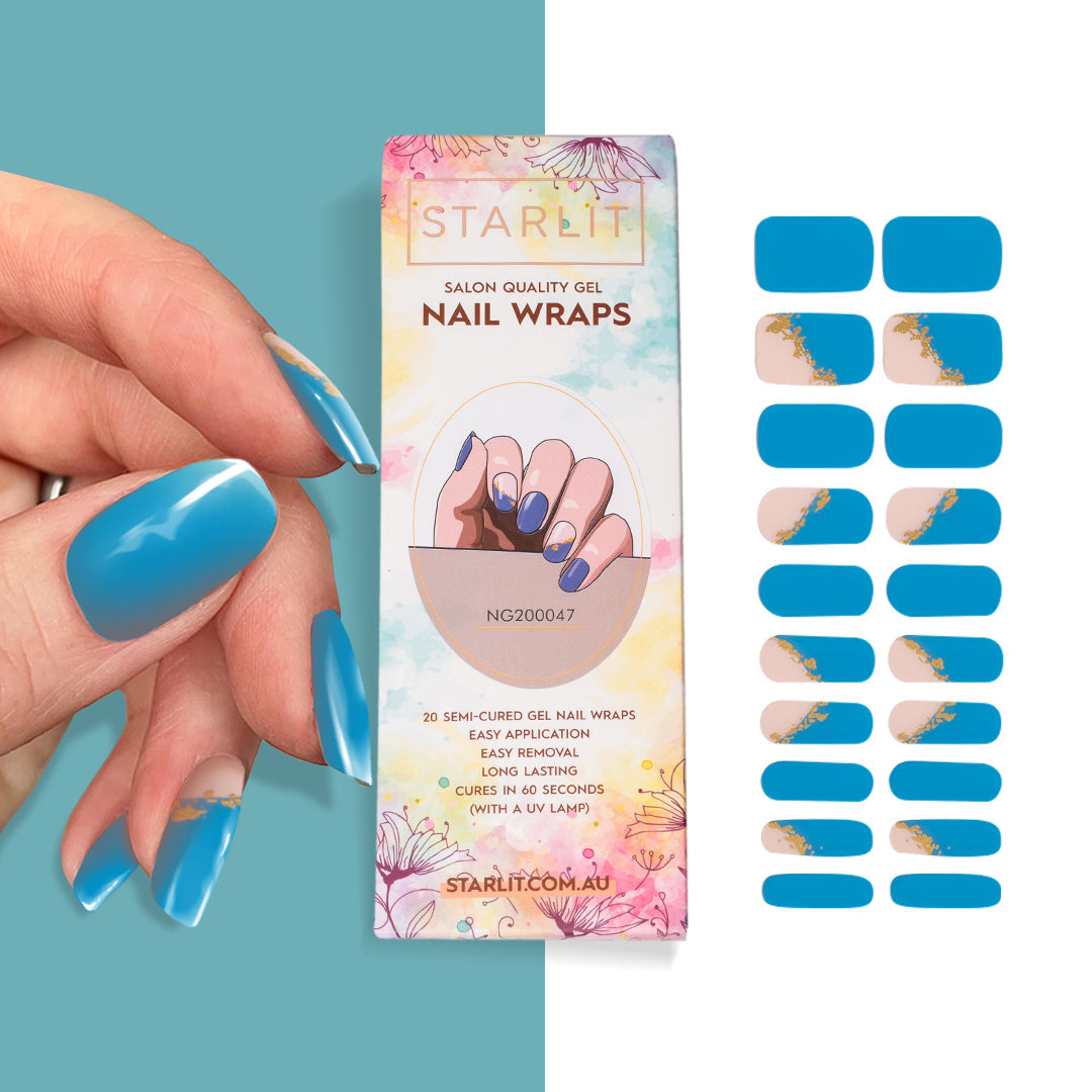Blue Geode Semi-Cured Gel Nail Wrap