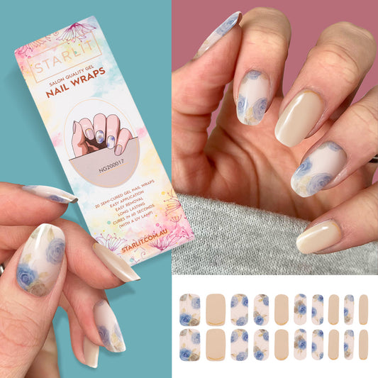 Sophisticated Floral Semi-Cured Gel Nail Wrap