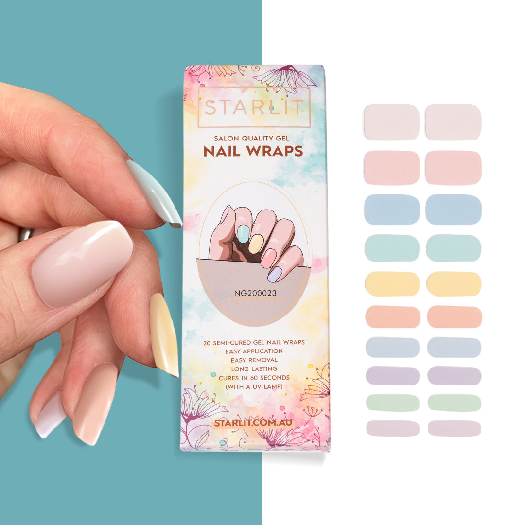 Rainbow Pastels Semi-Cured Gel Nail Wrap
