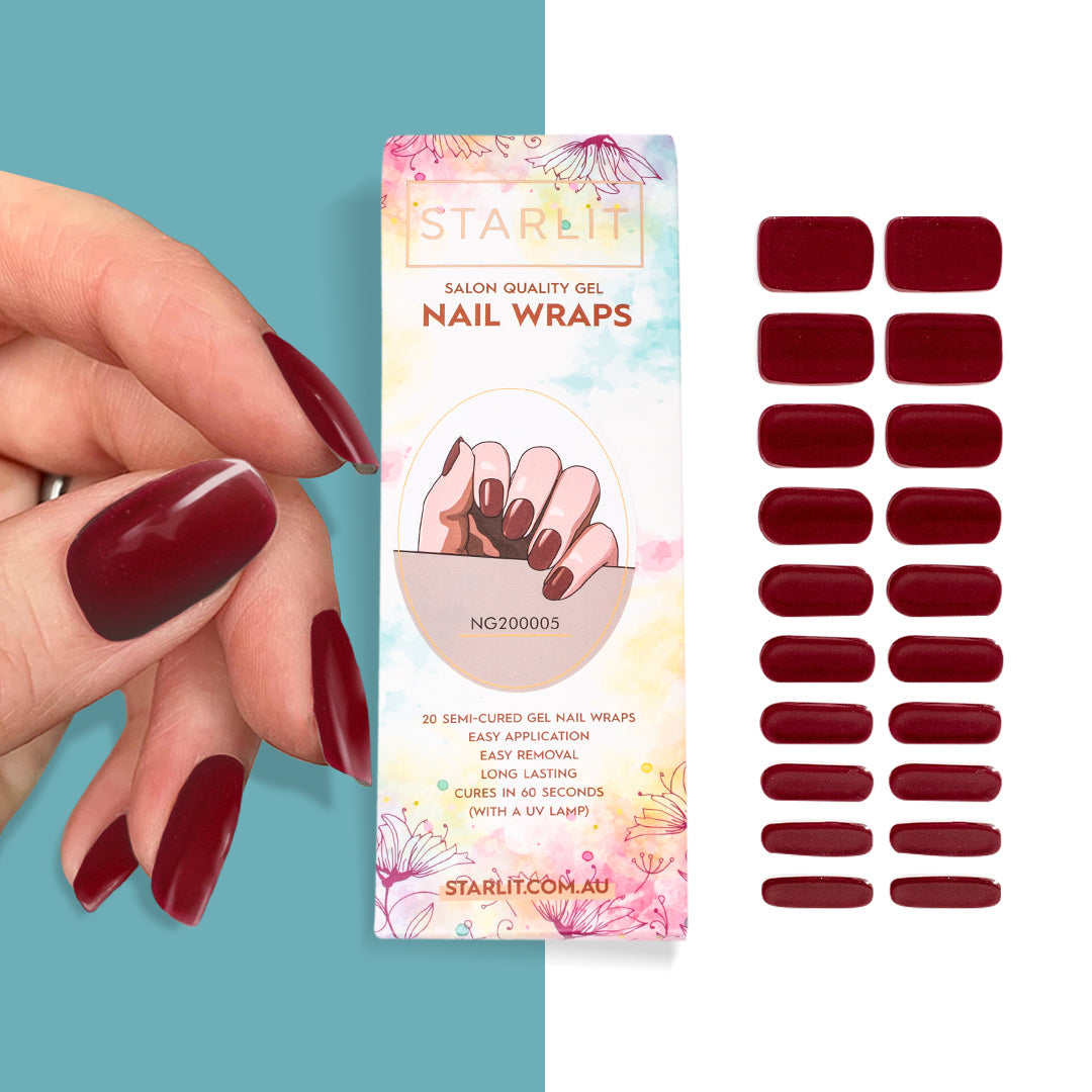 Black Cherry Merlot Semi-Cured Gel Nail Wrap