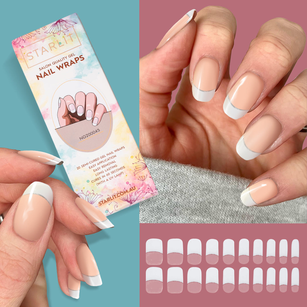 Silver Lining French Tip Semi-Cured Gel Nail Wrap
