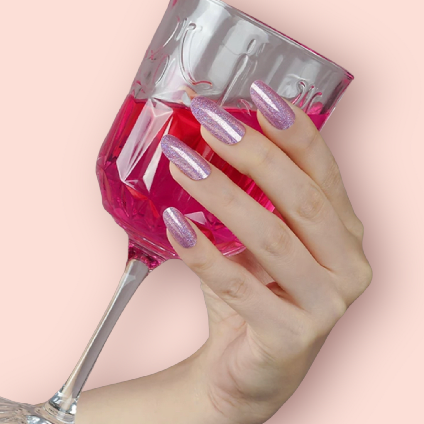 Dazzling Pink Holographic Semi-Cured Gel Nail Wrap
