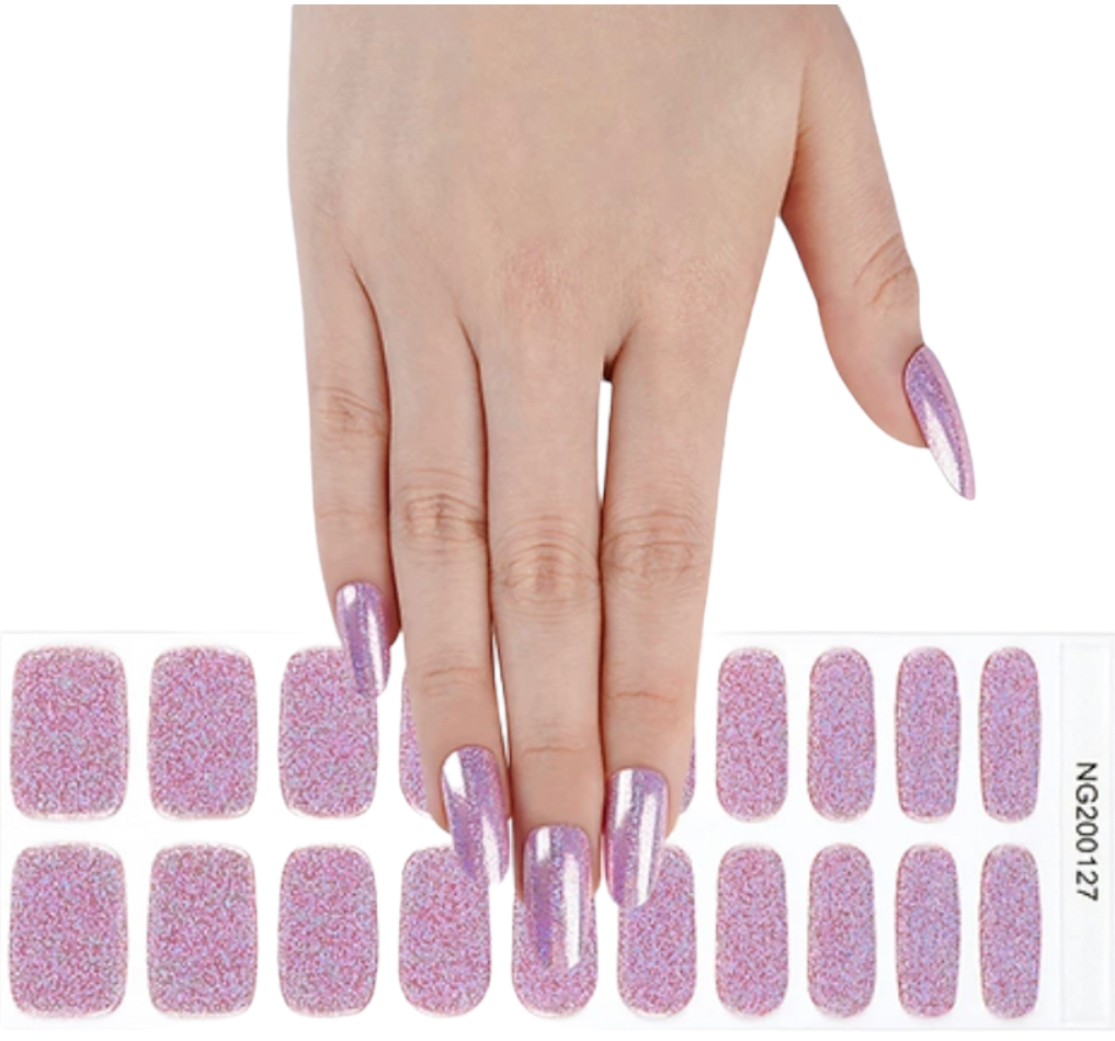 Dazzling Pink Holographic Semi-Cured Gel Nail Wrap