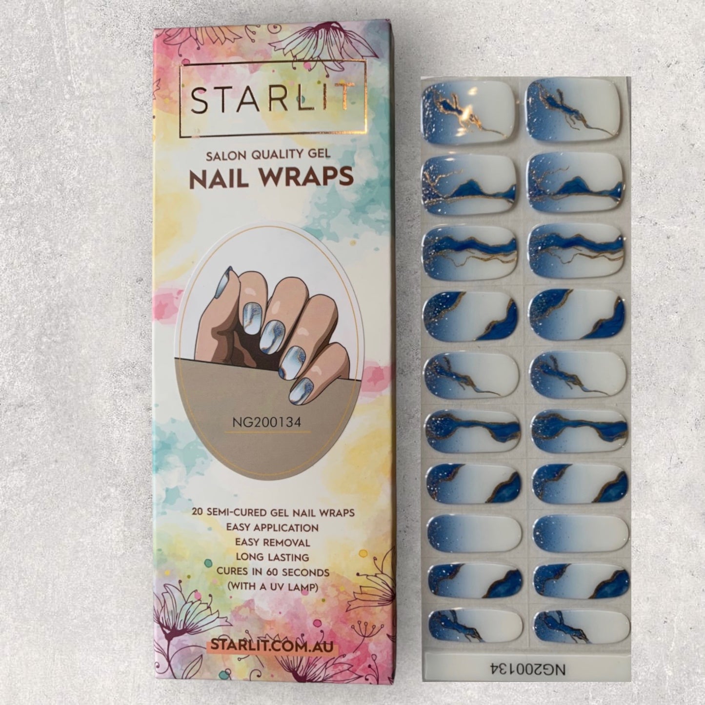 Marbled Kyanite Semi-Cured Gel Nail Wrap
