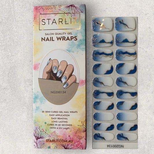 Marbled Kyanite Semi-Cured Gel Nail Wrap