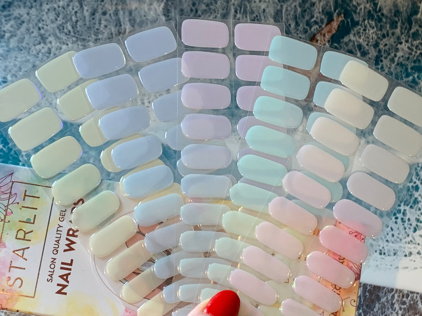 Glazed Donut Iridescent Blue to Orange/Red Semi-Cured Gel Nail Wrap