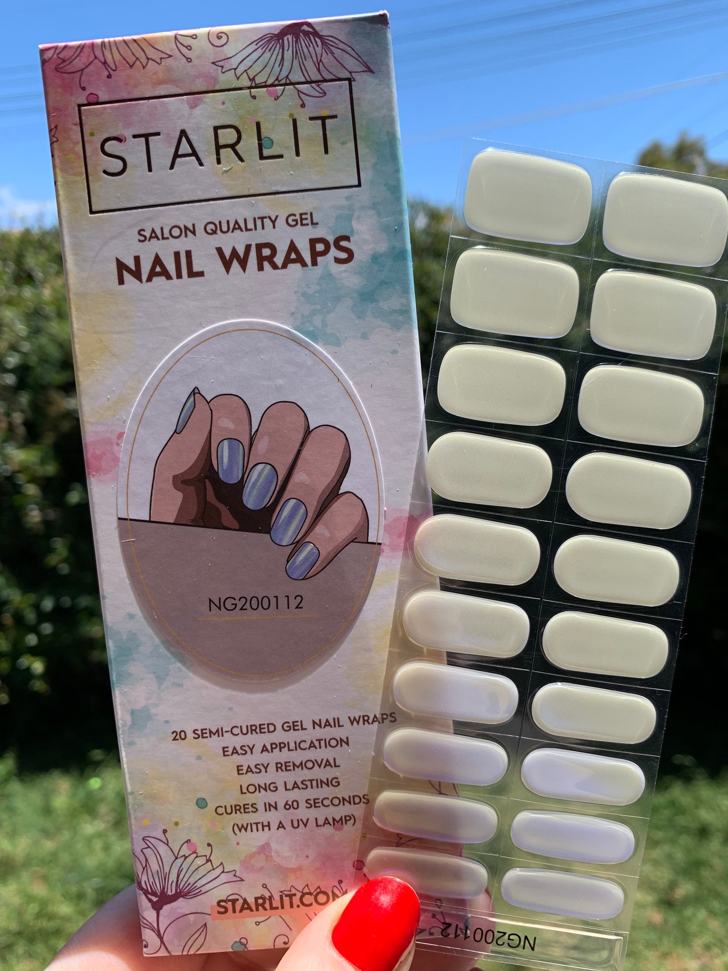 Glazed Donut Iridescent Cream to Blue Semi-Cured Gel Nail Wrap