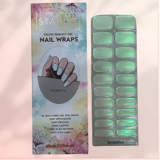 Glazed Donut Iridescent Peach to Green Semi-Cured Gel Nail Wrap