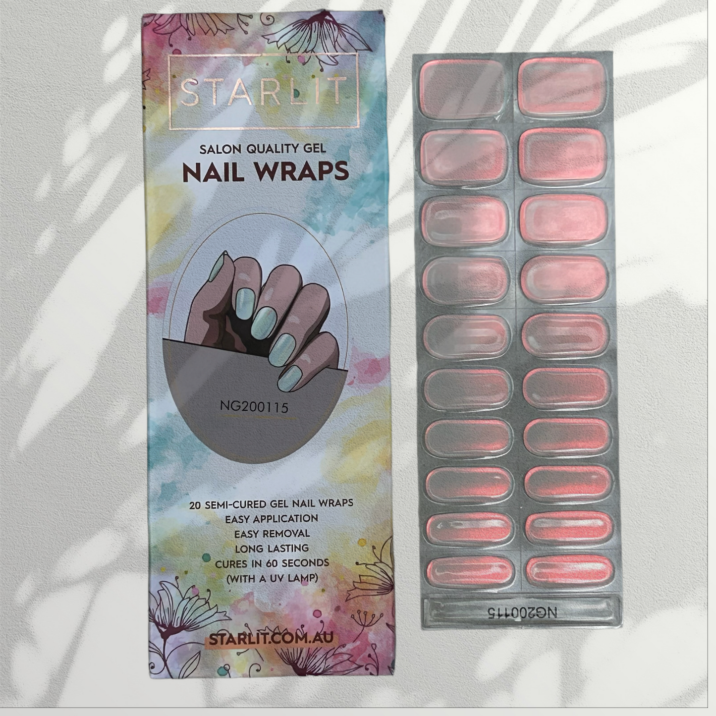 Glazed Donut Iridescent Blue to Orange/Red Semi-Cured Gel Nail Wrap
